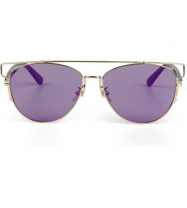 Oversized Fashion Men Women Full Metal Flat Lens Mirror Driver Aviator Sunglasses L2011 - Purple - CV12HOZKRLR $44.50
