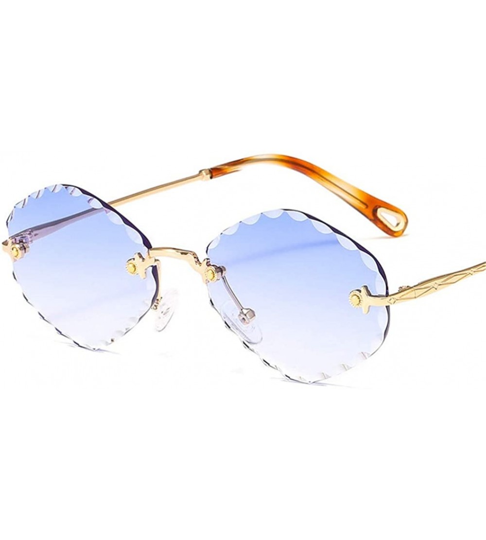 Square Women Men Rimless Sunglasses Trending Gradient Tint Lens Sun Glasses Irregular Square Shade - Blue - CU18Y39CIZN $41.32