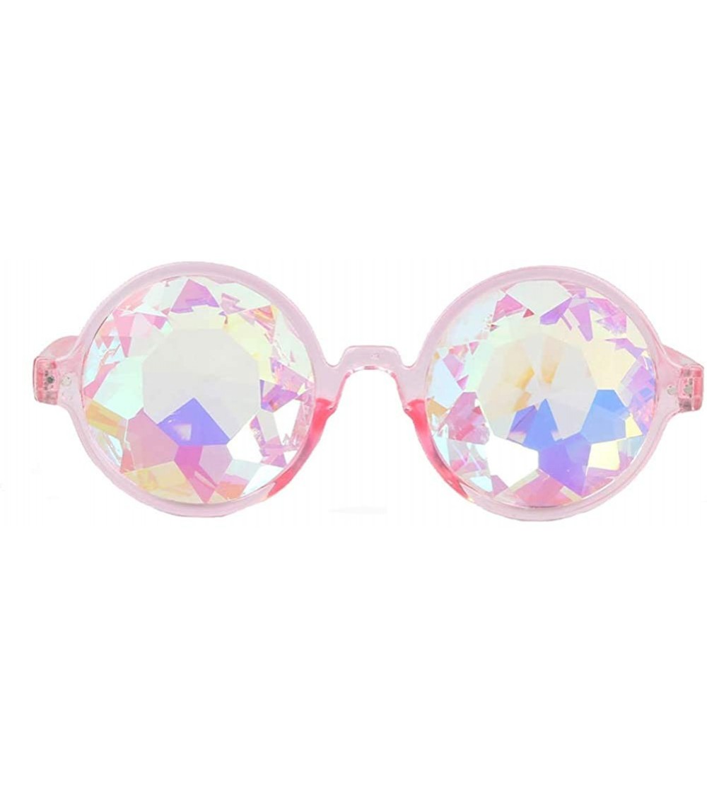 Goggle Kaleidoscope Glasses- Rainbow Prism Sunglasses Crystal Lens Goggles - Pink - C618SM979MY $26.64