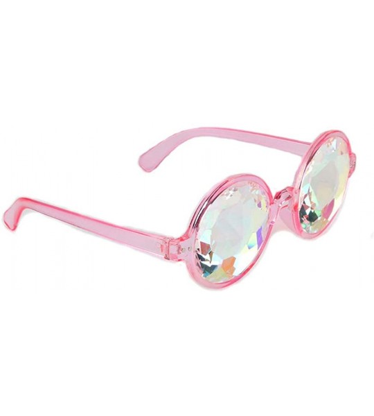 Goggle Kaleidoscope Glasses- Rainbow Prism Sunglasses Crystal Lens Goggles - Pink - C618SM979MY $26.64