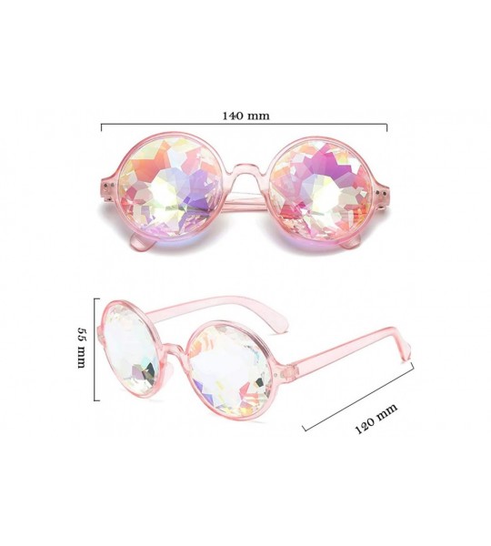 Goggle Kaleidoscope Glasses- Rainbow Prism Sunglasses Crystal Lens Goggles - Pink - C618SM979MY $26.64