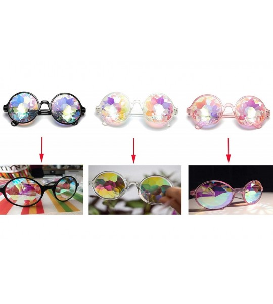 Goggle Kaleidoscope Glasses- Rainbow Prism Sunglasses Crystal Lens Goggles - Pink - C618SM979MY $26.64