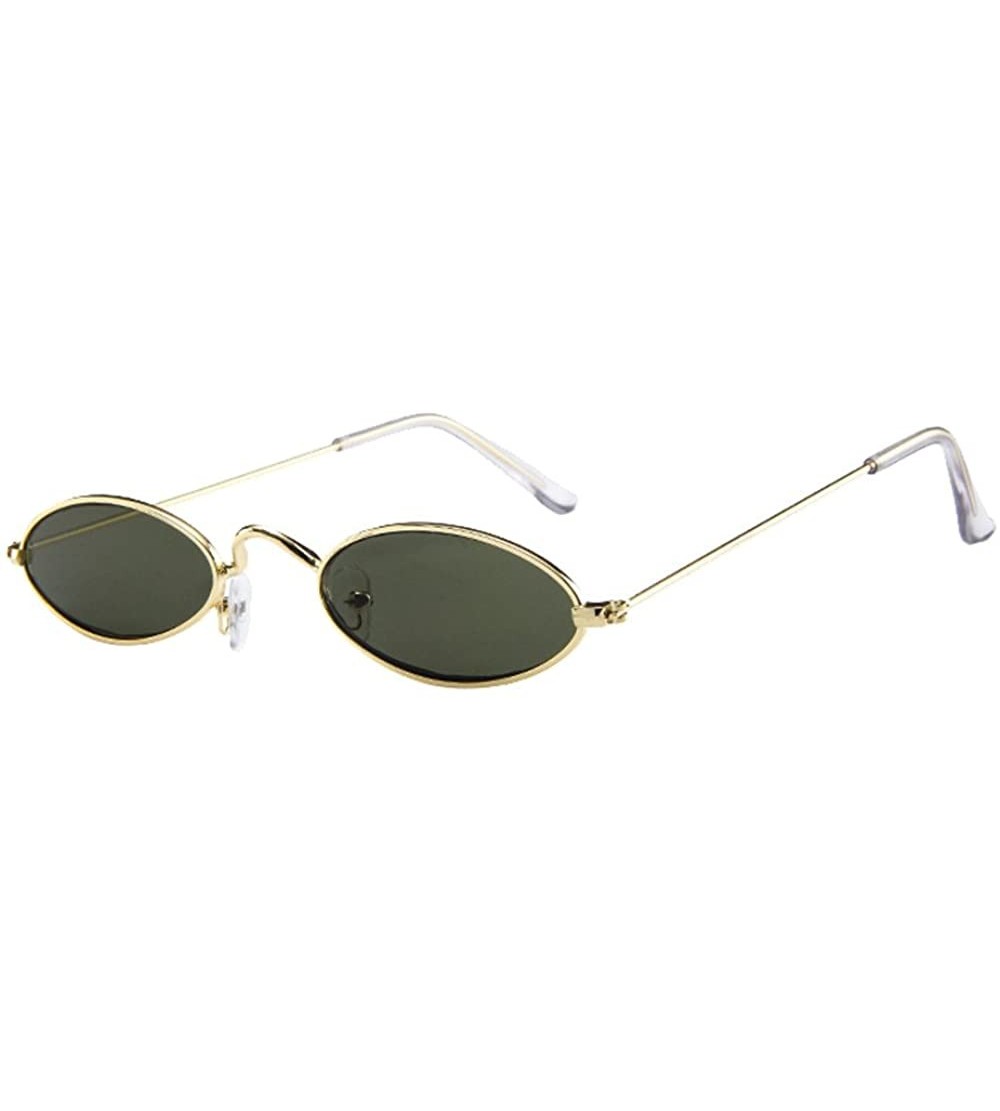 Oval Mens Womens Retro Small Oval Sunglasses Metal Frame Shades Eyewear Sunglasses - F - CR196DKG7UU $17.20