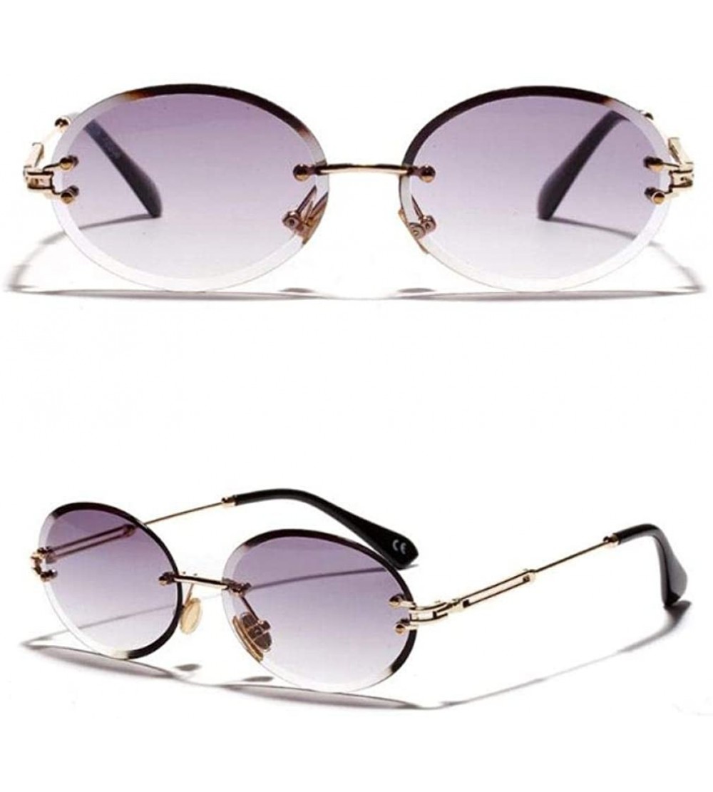 Oval Rimless Sunglasses Fashion Trend Hot Pop Unisex Protection Eyewear Metal Legs Oval Shape Sun Glasses - 4 - CN18TZL608N $...