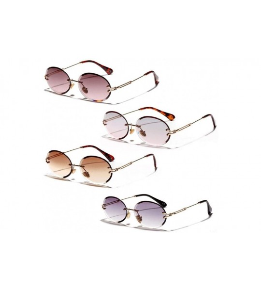 Oval Rimless Sunglasses Fashion Trend Hot Pop Unisex Protection Eyewear Metal Legs Oval Shape Sun Glasses - 4 - CN18TZL608N $...