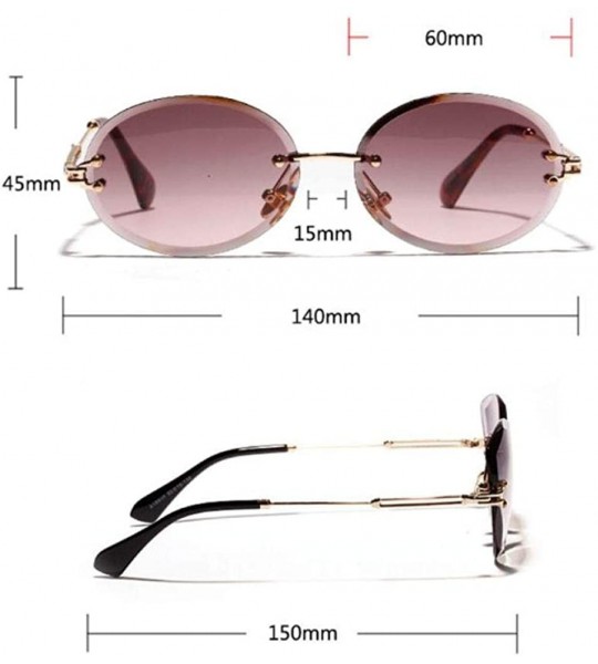 Oval Rimless Sunglasses Fashion Trend Hot Pop Unisex Protection Eyewear Metal Legs Oval Shape Sun Glasses - 4 - CN18TZL608N $...