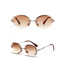 Oval Rimless Sunglasses Fashion Trend Hot Pop Unisex Protection Eyewear Metal Legs Oval Shape Sun Glasses - 4 - CN18TZL608N $...