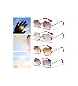 Oval Rimless Sunglasses Fashion Trend Hot Pop Unisex Protection Eyewear Metal Legs Oval Shape Sun Glasses - 4 - CN18TZL608N $...