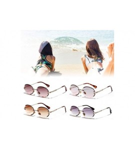 Oval Rimless Sunglasses Fashion Trend Hot Pop Unisex Protection Eyewear Metal Legs Oval Shape Sun Glasses - 4 - CN18TZL608N $...