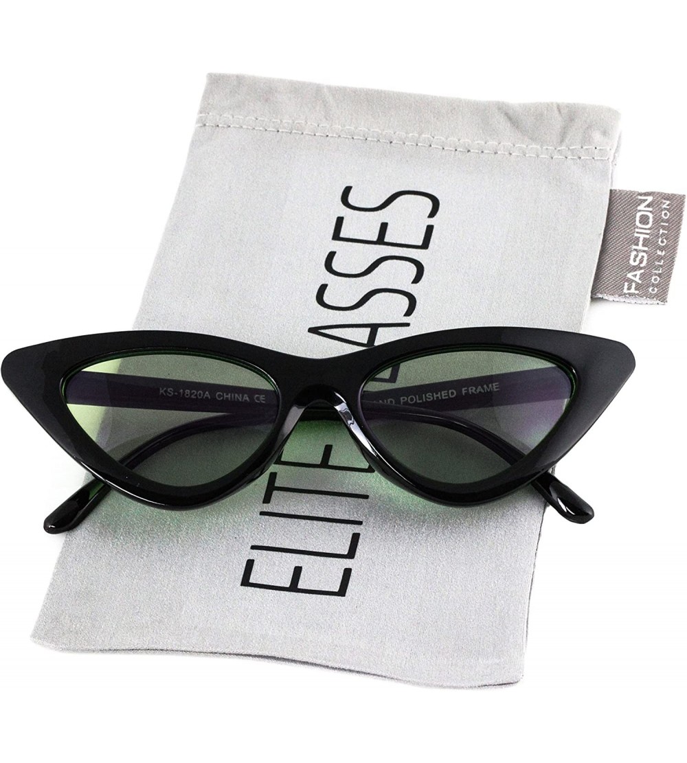 Cat Eye Cat Eye Sunglasses Clout Goggle Sexy Women Exaggerated Slim Frame Colorful Tinted Lens - Black/Green - CT189RM6E2Y $1...