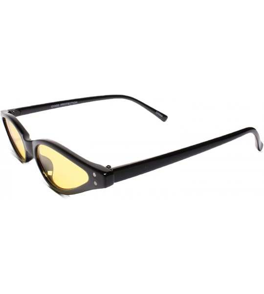 Cat Eye Stylish Womens Pointy Cat Eye Unique Narrow Slim Sunglasses - Black / Yellow - CP18U5TODL4 $22.99