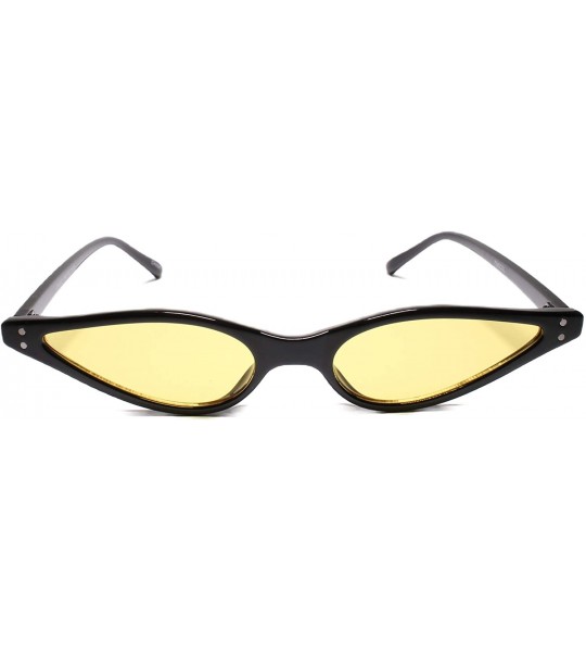 Cat Eye Stylish Womens Pointy Cat Eye Unique Narrow Slim Sunglasses - Black / Yellow - CP18U5TODL4 $22.99