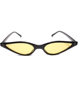 Cat Eye Stylish Womens Pointy Cat Eye Unique Narrow Slim Sunglasses - Black / Yellow - CP18U5TODL4 $22.99