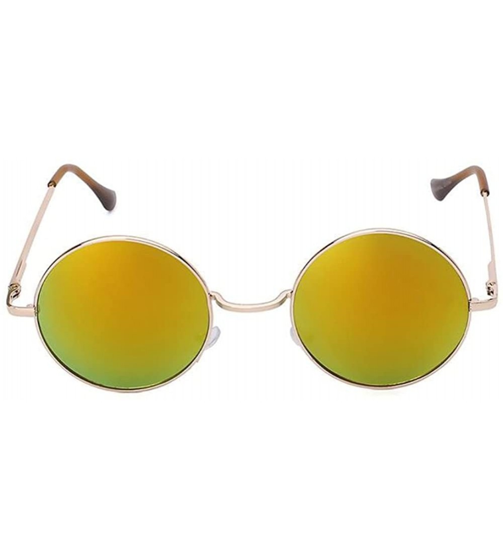 Semi-rimless Men Round Mirror UV400 Sunglasses Women Steampunk Glasses Eyewear - Orange - C31822HRDKL $18.06