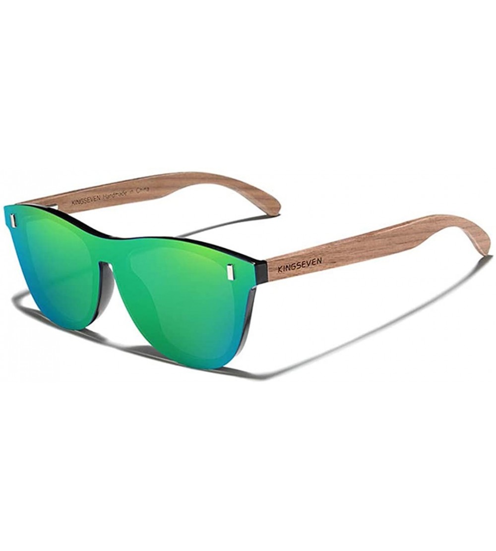 Oversized Black Walnut Sunglasses Wood Polarized Sunglasses Men Protection Eyewear Wooden - Green Walnut Wood - CZ194OQ6Y0M $...
