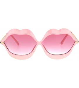 Round Womens Funky Retro Kissing Lip Frame Party Shade Sunglasses - Pink - CE17YKH4SDZ $22.45