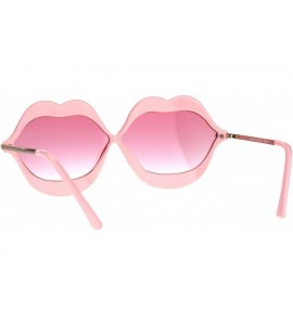 Round Womens Funky Retro Kissing Lip Frame Party Shade Sunglasses - Pink - CE17YKH4SDZ $22.45