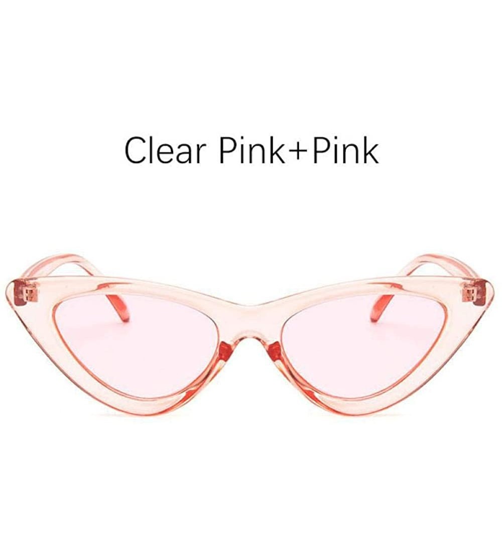 Cat Eye Cat Eye Shade For Women Fashion Sunglasses Brand Woman Vintage Retro Black Grya - Clear Pink Pink - CI18Y2O93N6 $17.76