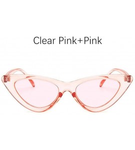 Cat Eye Cat Eye Shade For Women Fashion Sunglasses Brand Woman Vintage Retro Black Grya - Clear Pink Pink - CI18Y2O93N6 $17.76