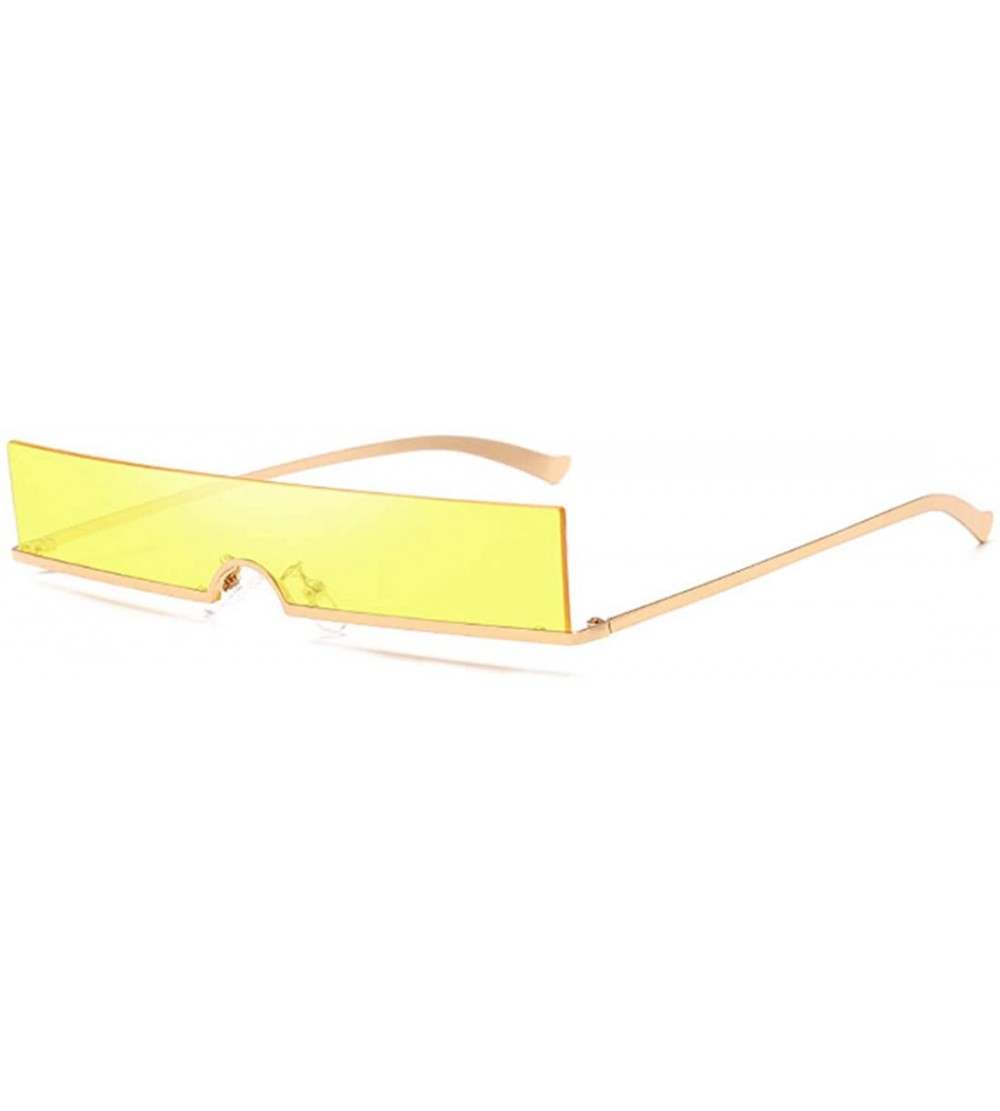 Rectangular Unisex Fashion Frameless Candy Colors Plastic Lenses Sunglasses UV400 - Yellow - CO18NDI7O82 $19.44