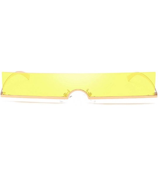 Rectangular Unisex Fashion Frameless Candy Colors Plastic Lenses Sunglasses UV400 - Yellow - CO18NDI7O82 $19.44