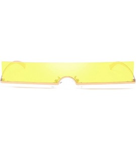 Rectangular Unisex Fashion Frameless Candy Colors Plastic Lenses Sunglasses UV400 - Yellow - CO18NDI7O82 $19.44