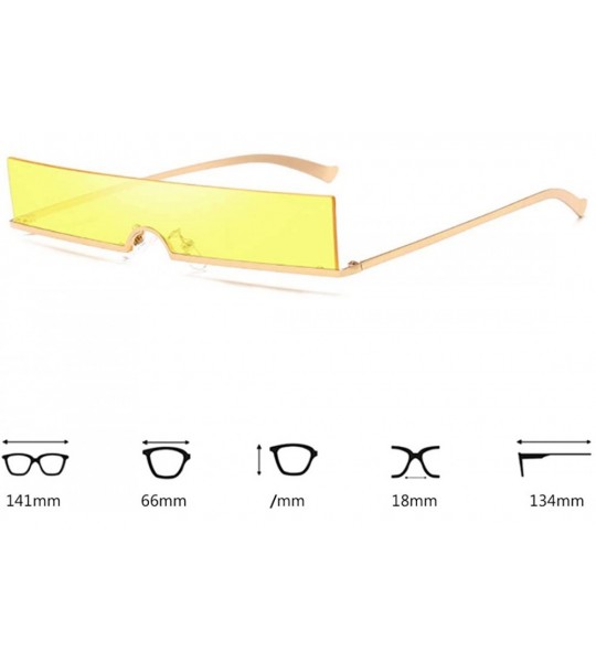 Rectangular Unisex Fashion Frameless Candy Colors Plastic Lenses Sunglasses UV400 - Yellow - CO18NDI7O82 $19.44