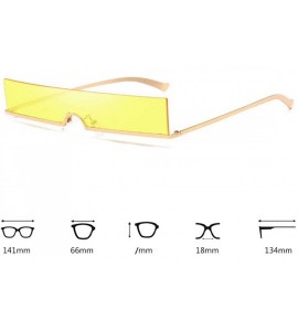 Rectangular Unisex Fashion Frameless Candy Colors Plastic Lenses Sunglasses UV400 - Yellow - CO18NDI7O82 $19.44