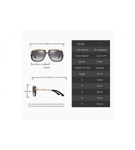 Square Classic square large frame flat top metal trimming men's retro brand designer sunglasses UV400 - Leopard - C918S7LRQK4...