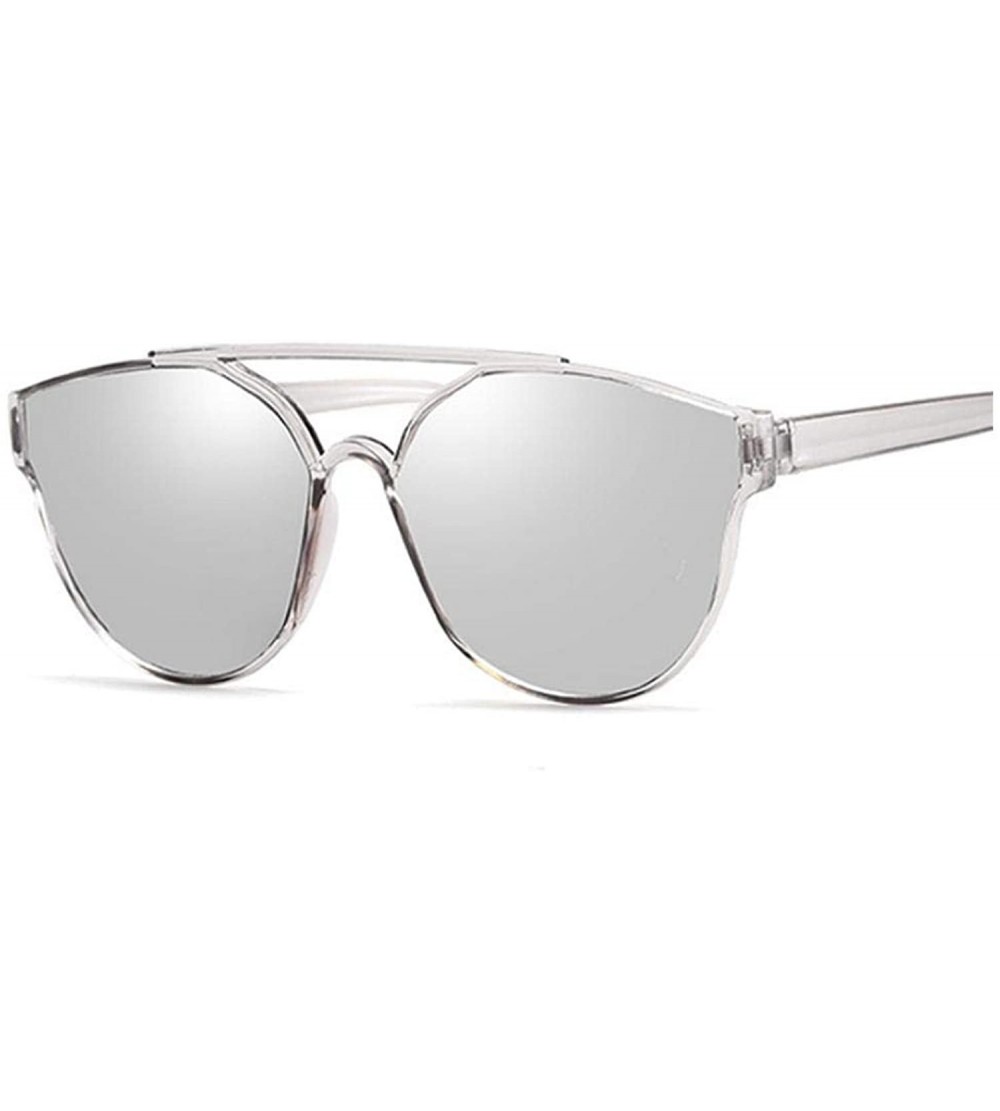 Oversized Vintage Sliver Cat Eye Sunglasses Women Fashion Mirror Cateye Sun Glasses Shades UV400 - Silver - C8197Y7G77X $30.29