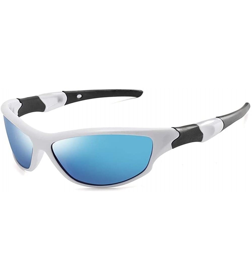 Square Polarized Sunglasses Driving Glasses Eyewear - White Blue - CL199Q4XELD $16.48