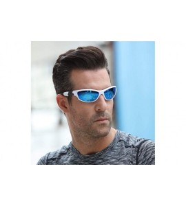 Square Polarized Sunglasses Driving Glasses Eyewear - White Blue - CL199Q4XELD $16.48