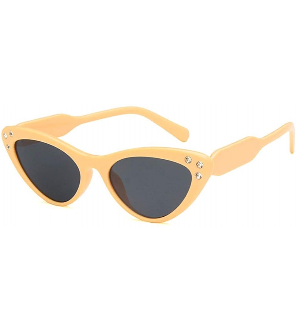 Oval Unisex Sunglasses Retro Pink Drive Holiday Oval Non-Polarized UV400 - Beige Yellow - CH18RI0T39A $18.67
