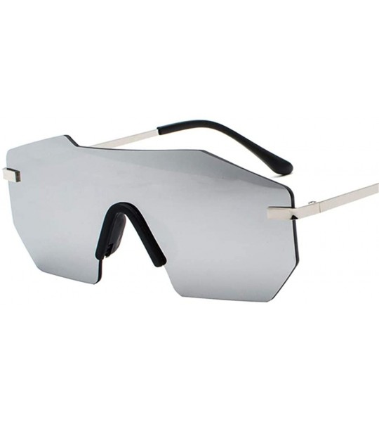 Rectangular Individual frame of all-in-one dazzling sunglasses for men and women - 0004 silver Lenses C5 - C518OEXR0U8 $18.74