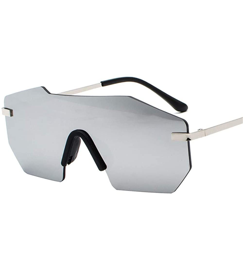 Rectangular Individual frame of all-in-one dazzling sunglasses for men and women - 0004 silver Lenses C5 - C518OEXR0U8 $18.74
