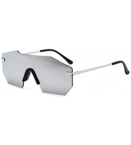 Rectangular Individual frame of all-in-one dazzling sunglasses for men and women - 0004 silver Lenses C5 - C518OEXR0U8 $18.74