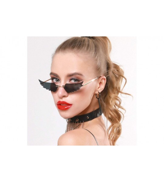 Square Vintage Wing Rimless Sunglasses Men Women 2020 Fashion Small Colorful Unique Sun Glasses Female Shades UV400 - C8190L8...