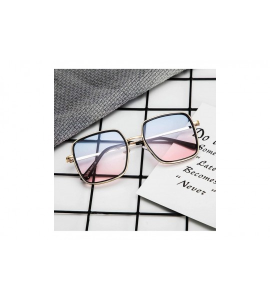 Oversized Classic Retro Square Sunglasses for Unisex Metal PC UV 400 Protection Sunglasses - Light Grey Pink - C218SZUGN7I $2...