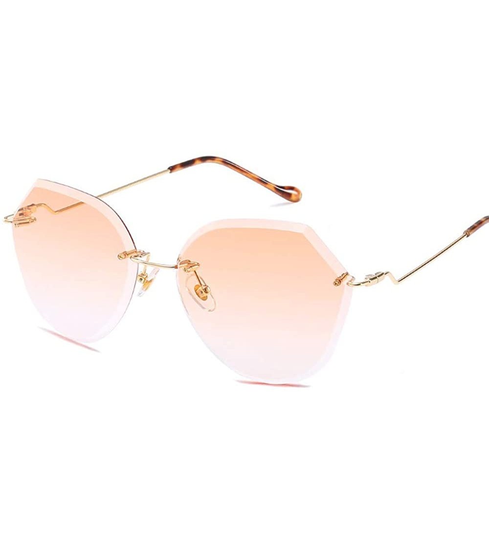Rimless Polygonal Rimless Sunglasses Gradually Changed Into Marine Lenses Sunglasses Individual Sunglasses - CM18TMQ6T92 $19.87