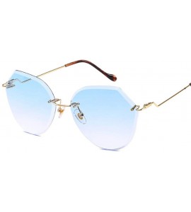 Rimless Polygonal Rimless Sunglasses Gradually Changed Into Marine Lenses Sunglasses Individual Sunglasses - CM18TMQ6T92 $19.87