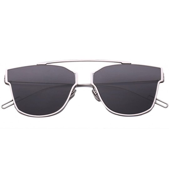 Aviator Retro Vintage Mirrored Aviator Sunglasses Metal Frame Classic Style 58mm - Sliver/Black - C612E881A95 $26.16