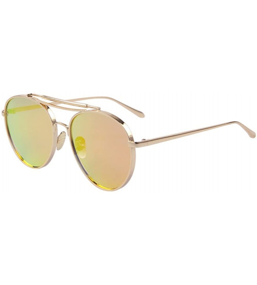 Goggle Women UV400 Mirror Glass Double Bridge Classic Retro Shades Unisex Sunglasses - Red - C717Z45Q68Z $21.76