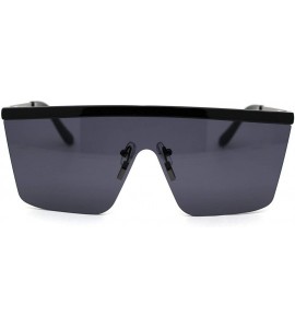 Oversized Flat Top Shield Disco Funk Rectangular Sunglasses - Black Gunmetal Black - C218YXG5DRW $22.75