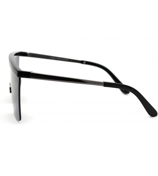 Oversized Flat Top Shield Disco Funk Rectangular Sunglasses - Black Gunmetal Black - C218YXG5DRW $22.75