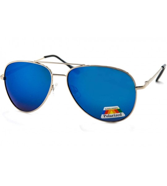 Aviator Polarized Aviator Unisex Sunglasses P4164 - Silver Blue Mirror - CR18OHROO4Q $20.42