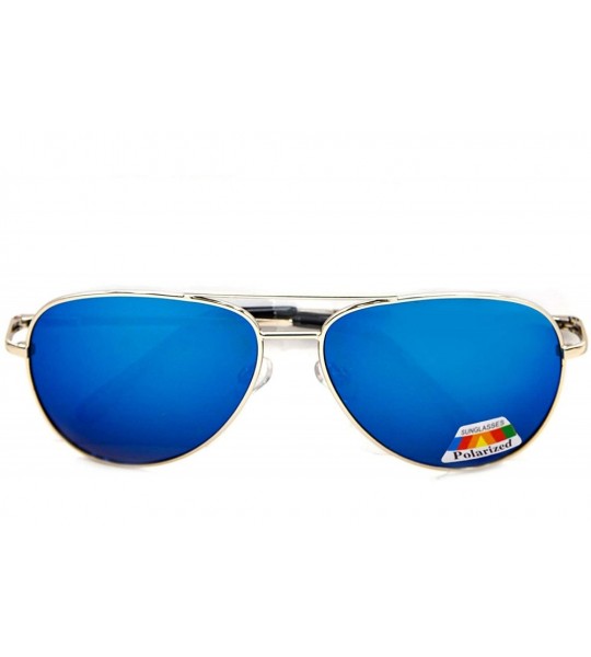 Aviator Polarized Aviator Unisex Sunglasses P4164 - Silver Blue Mirror - CR18OHROO4Q $20.42