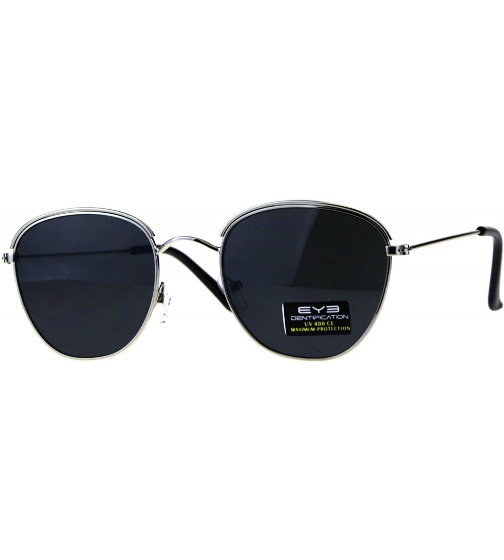 Rectangular Mens Eye Brow Trim Metal Rim Classic Retro Pilots Sunglasses - Silver Black - C618E4IQ0RA $18.91