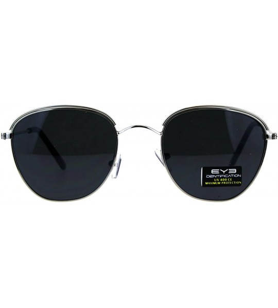 Rectangular Mens Eye Brow Trim Metal Rim Classic Retro Pilots Sunglasses - Silver Black - C618E4IQ0RA $18.91