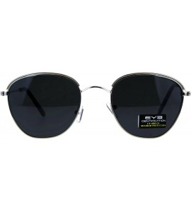 Rectangular Mens Eye Brow Trim Metal Rim Classic Retro Pilots Sunglasses - Silver Black - C618E4IQ0RA $18.91