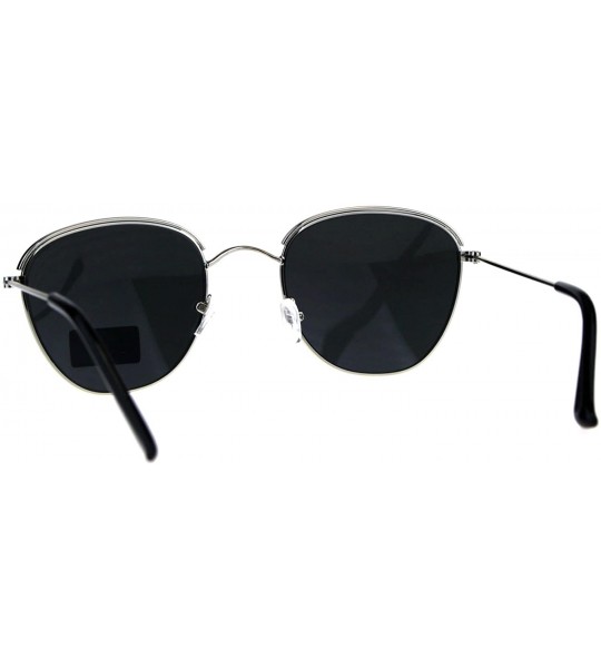 Rectangular Mens Eye Brow Trim Metal Rim Classic Retro Pilots Sunglasses - Silver Black - C618E4IQ0RA $18.91